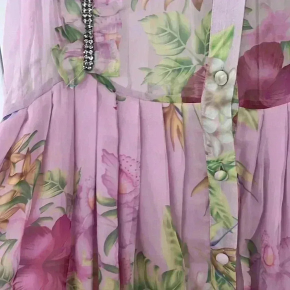 Dodo Bar Or Silvana Pink Ruffle Floral Dress sz S - Picture 8 of 11
